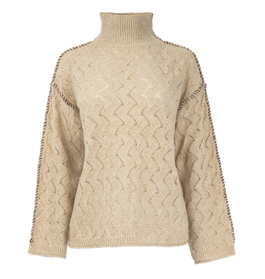Trui Mauna LS-RMJ Two-Tone Melange Knit | Tan-Ecru