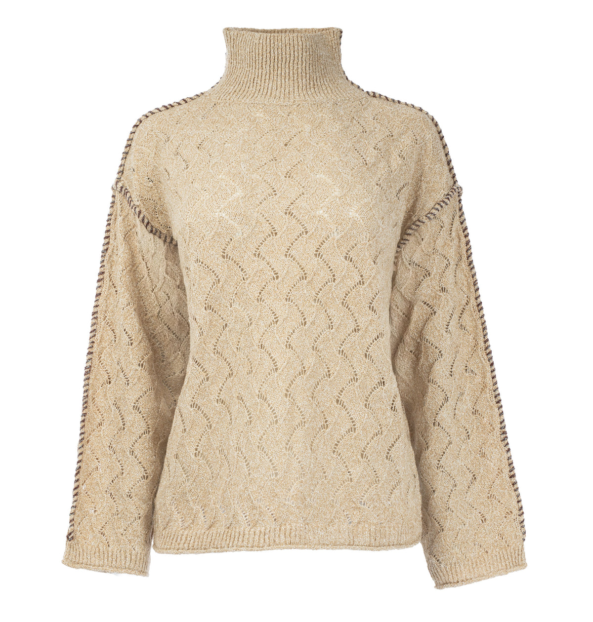 Trui Mauna LS-RMJ Two-Tone Melange Knit | Tan-Ecru