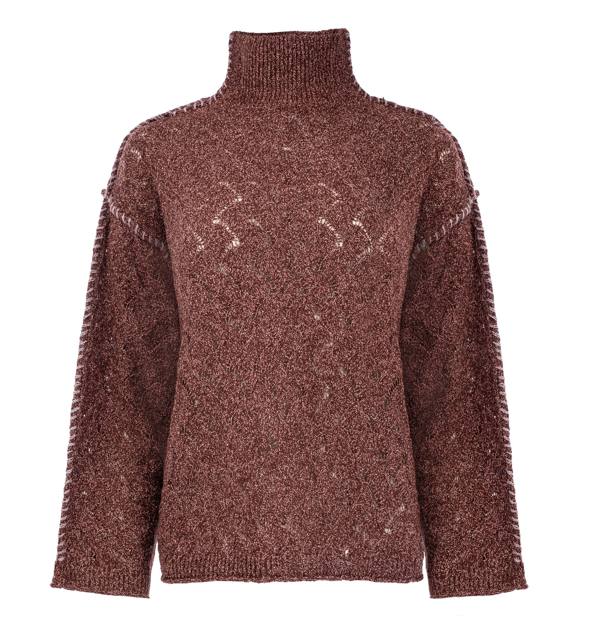Trui Mauna LS-RMJ Two-Tone Melange Knit | Cab.Red-Blch.Mauve