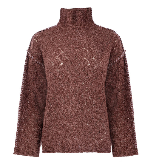 Trui Mauna LS-RMJ Two-Tone Melange Knit | Cab.Red-Blch.Mauve