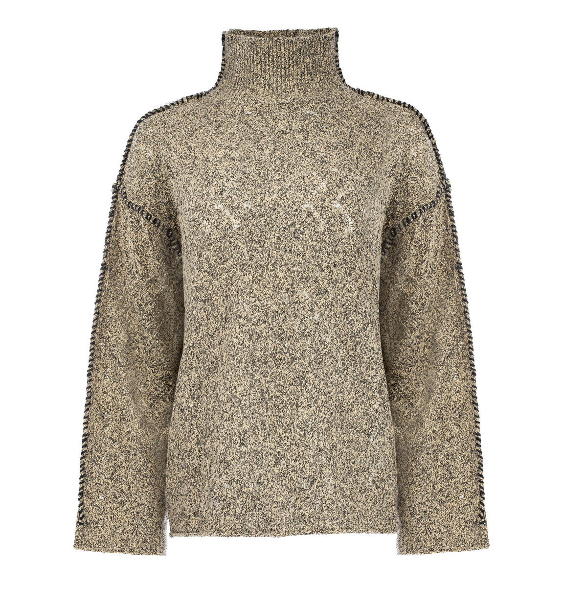 Trui Mauna LS-RMJ Two-Tone Melange Knit | Tan-Black