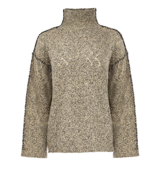 Trui Mauna LS-RMJ Two-Tone Melange Knit | Tan-Black