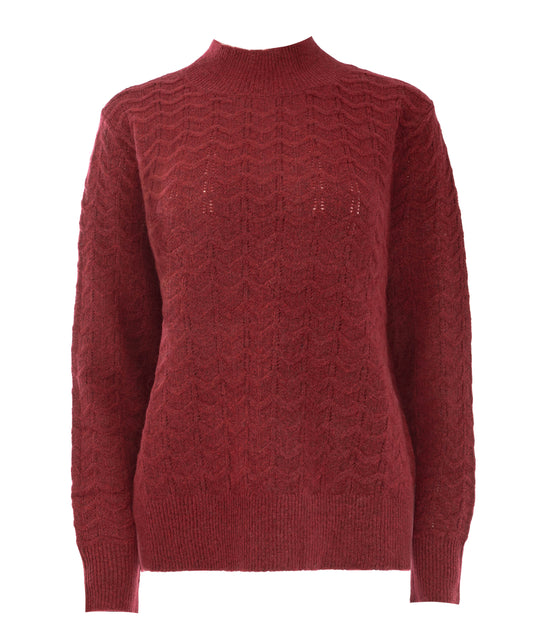 Trui Lucian LS-RMJ Textured Knit | Rhubarb Red