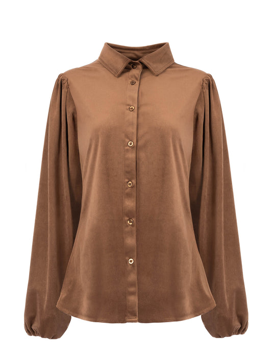Blouse Mayliera LS-RMJ Velvet Rib | Downtown Brown
