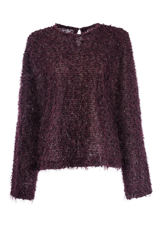 Trui Surrey LS-RMJ Shiny Brushed Knit | Grape Wine