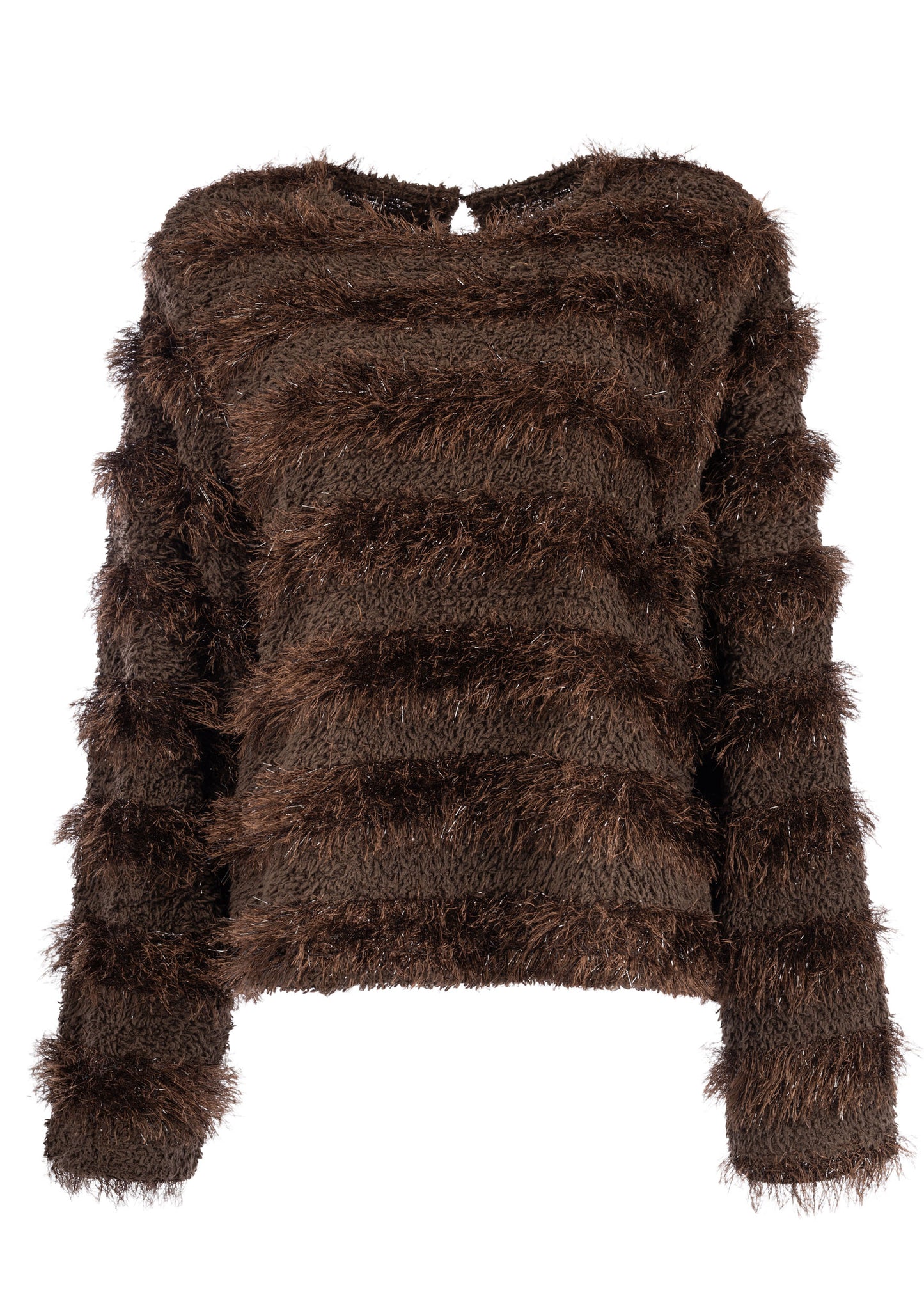 Trui Surrey LS-RMJ Sequin 3D Knit | Ganache Brown