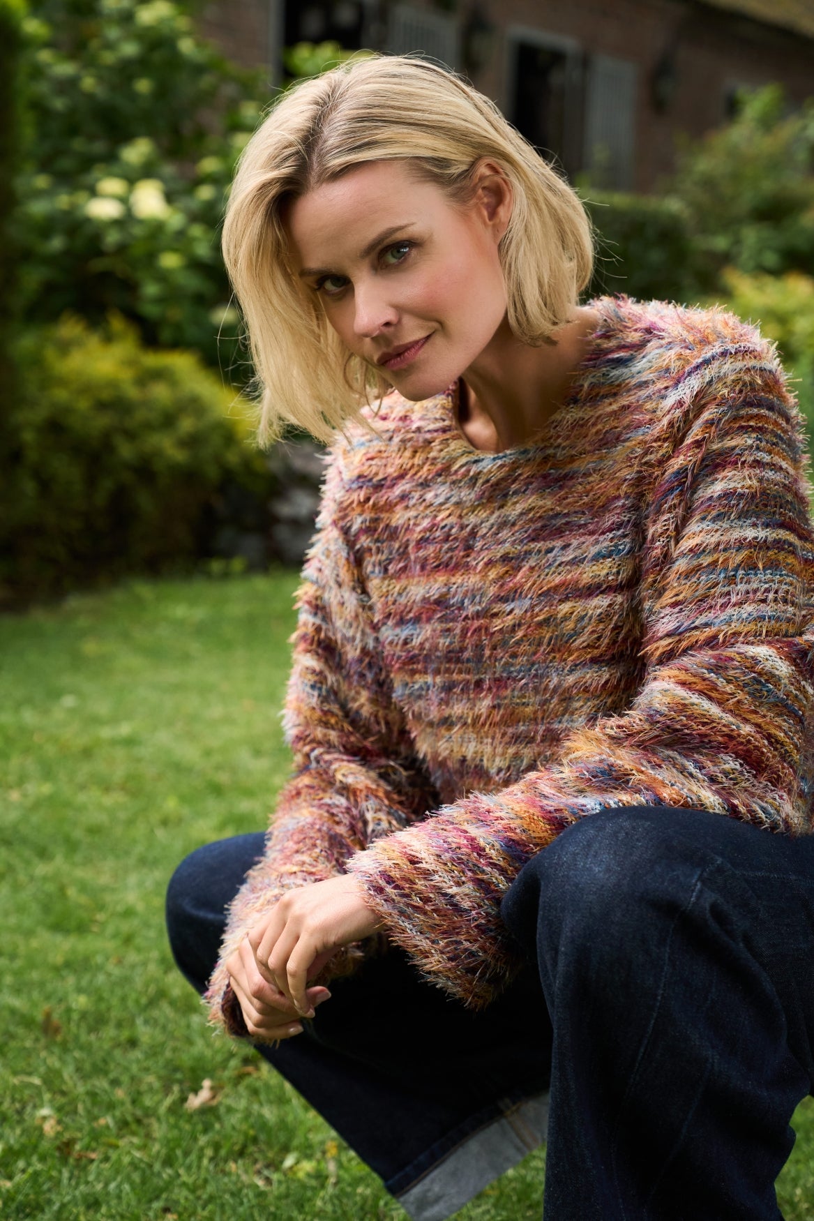 Trui Brampton LS-RMJ Multicolor Hairy Knit | Multi Bordeaux