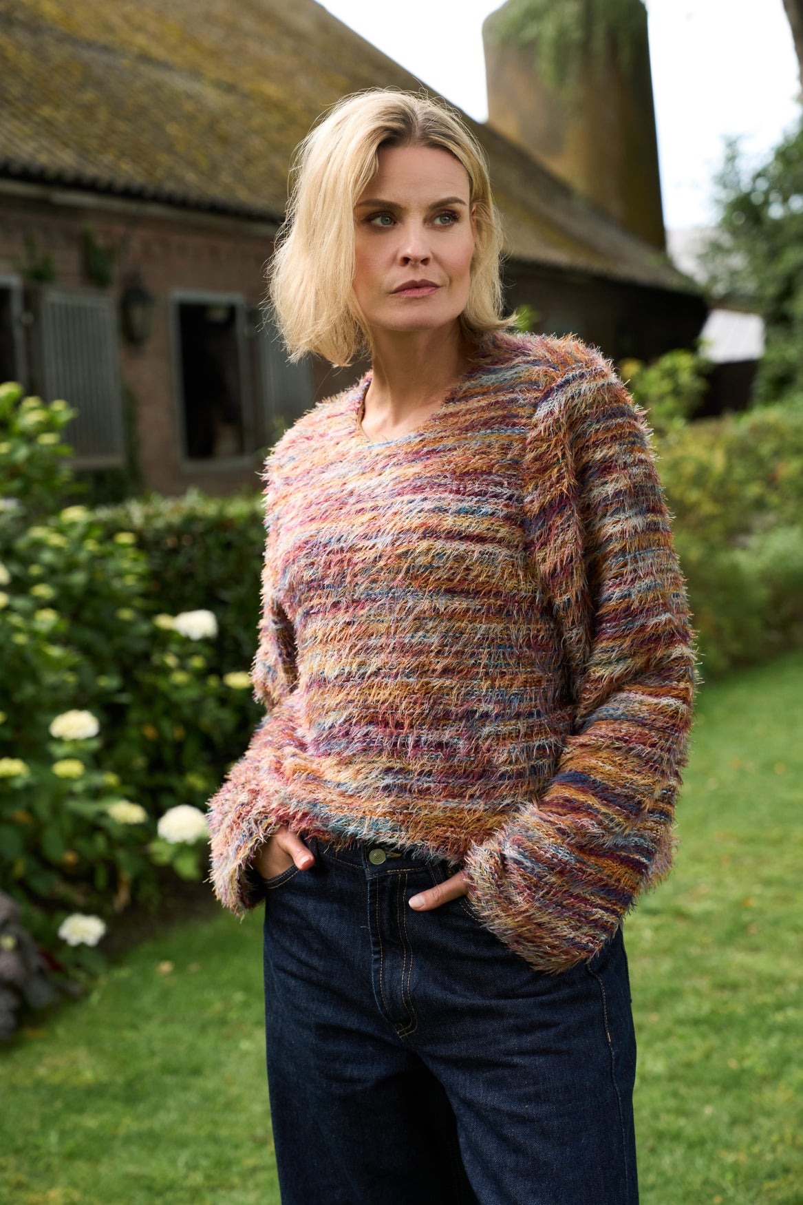 Trui Brampton LS-RMJ Multicolor Hairy Knit | Multi Bordeaux