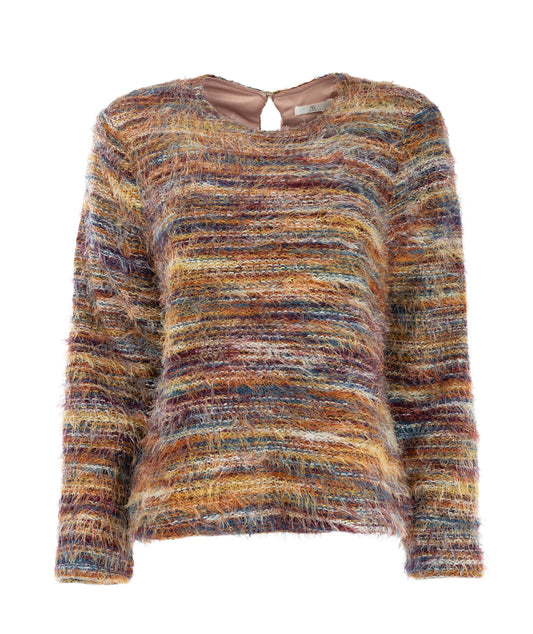 Trui Brampton LS-RMJ Multicolor Hairy Knit | Multi Bordeaux