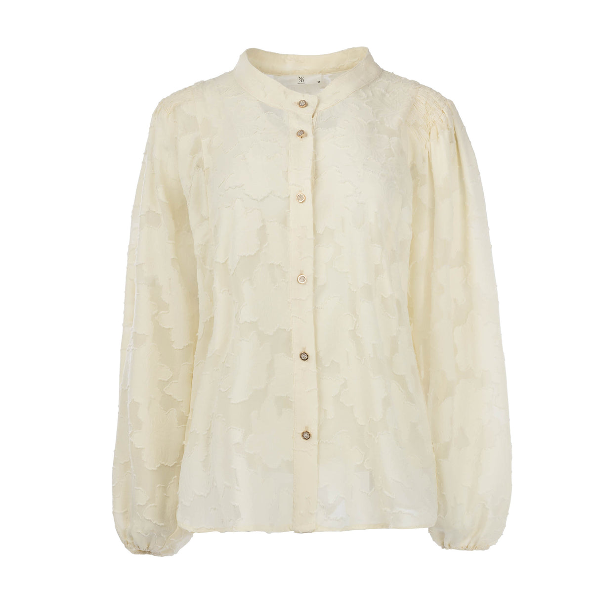 Blouse Calgary LS-RMJ Tone-on-tone Flower Ausbrenner | Ecru