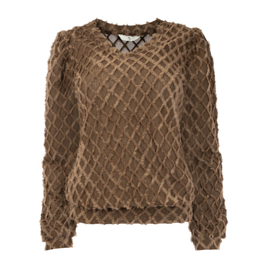 Top Veraya LS-RMJ 3D Tricot Knit | Downtown Brown