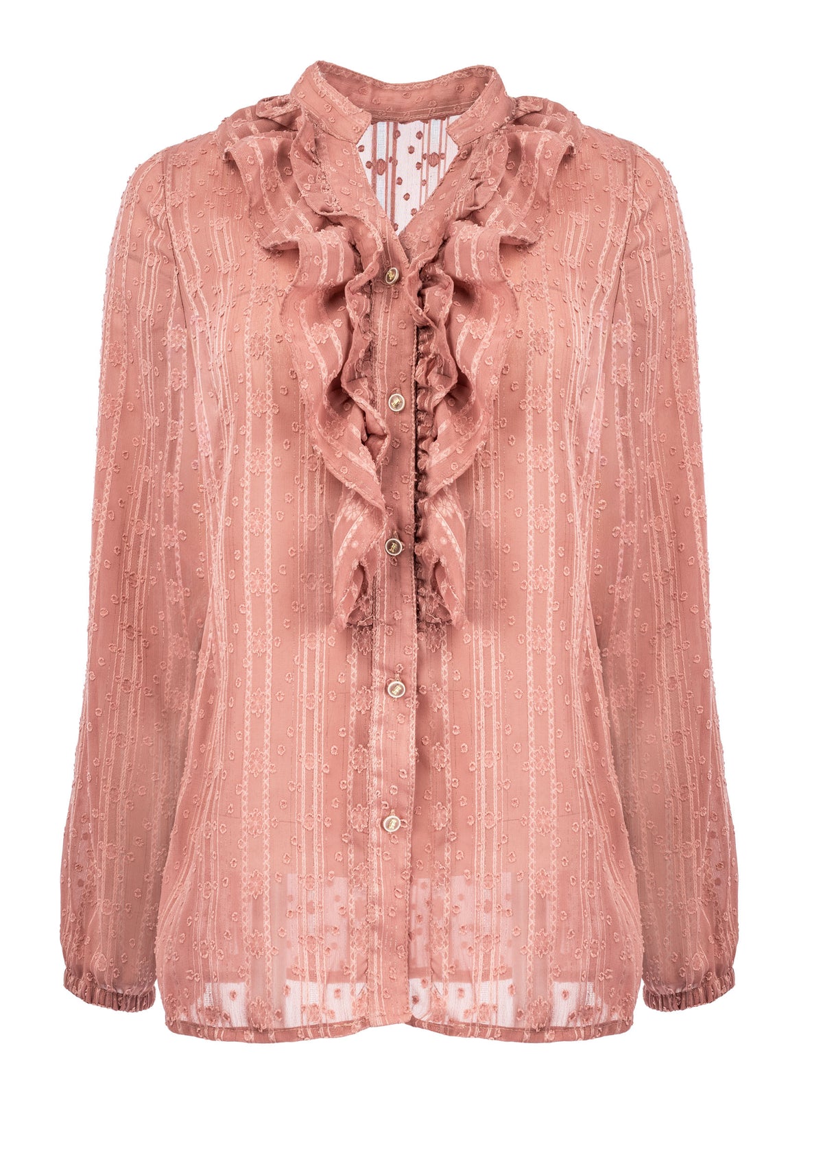 Blouse Donna LS-RMJ Stripe Dot Lurex Chiffon | Nostalgia Rose