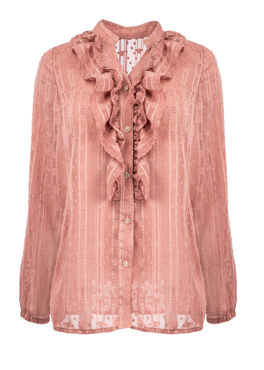 Blouse Donna LS-RMJ Stripe Dot Lurex Chiffon | Nostalgia Rose
