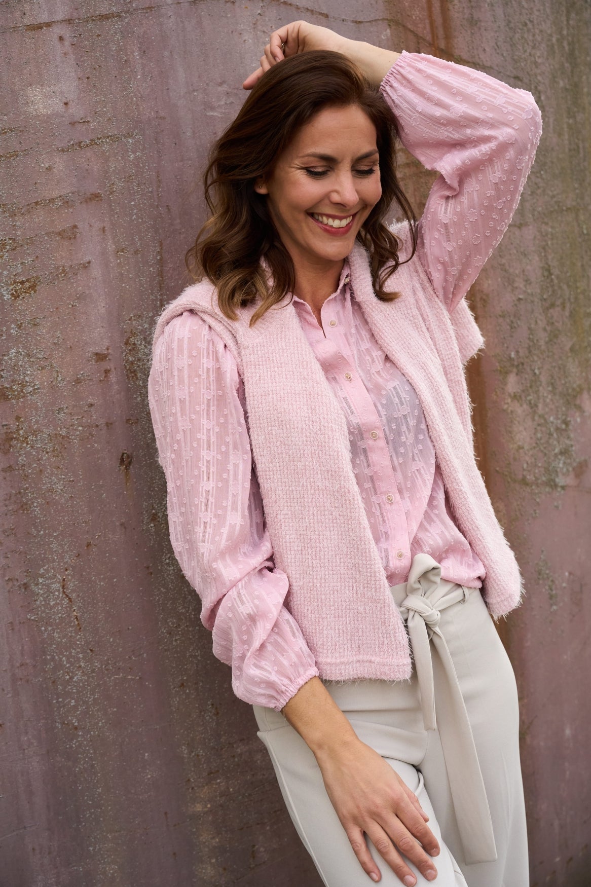Koltrui Laval LS-RMJ Brushed Hairy Knit | Nostalgia Rose