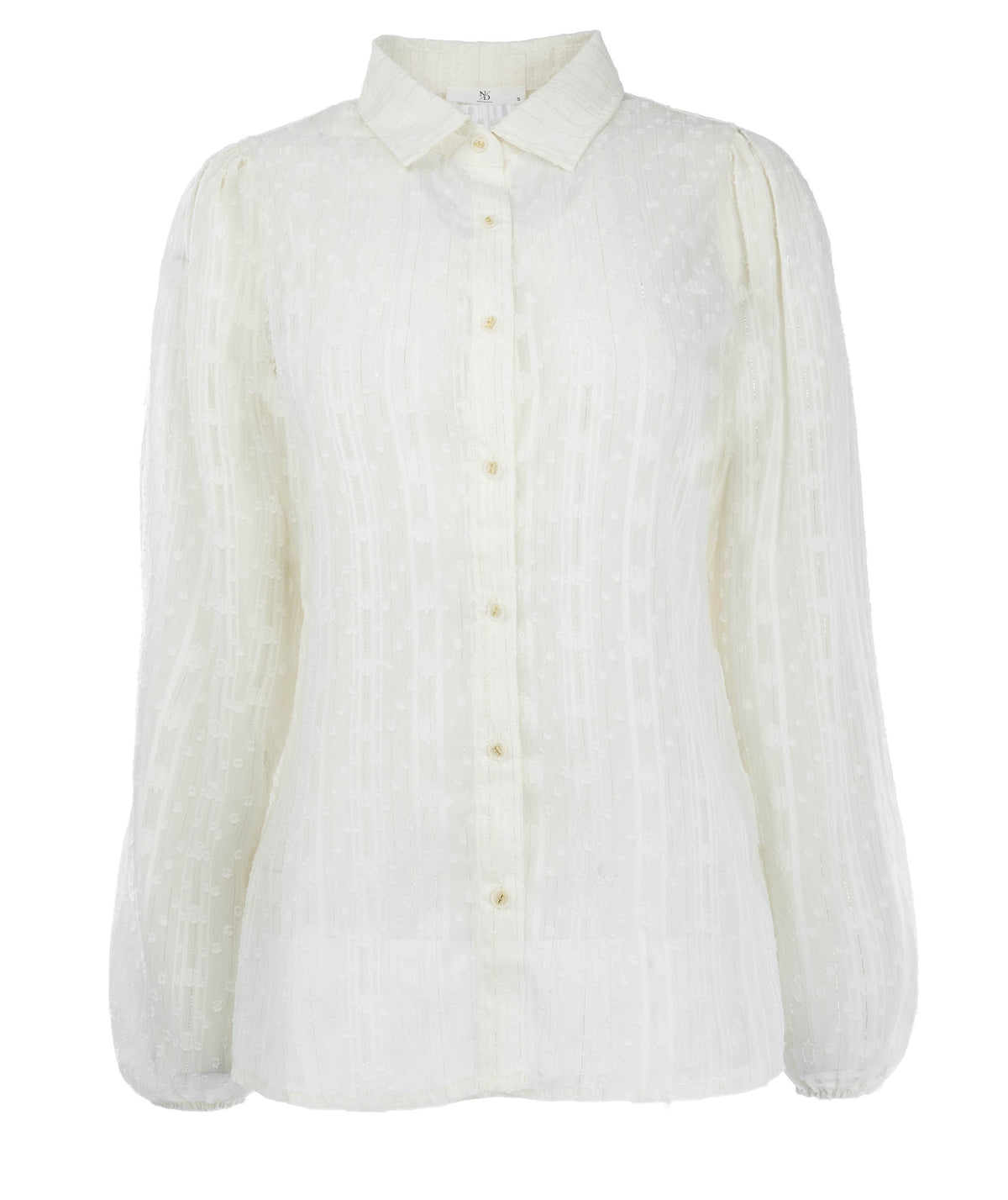 Mayliera LS-RMJ Stripe Dot Lurex Chiffon | Ecru