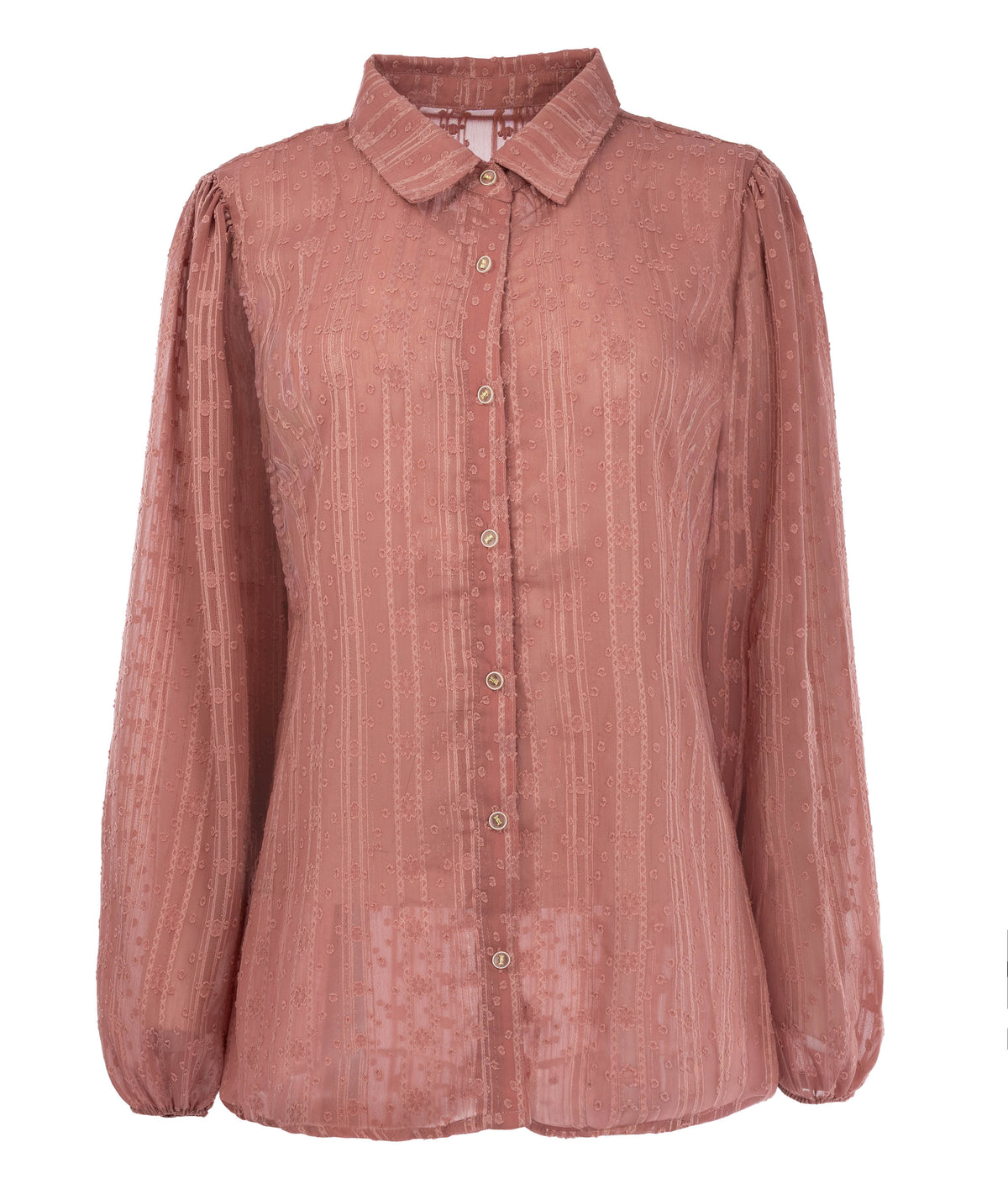 Mayliera LS-RMJ Stripe Dot Lurex Chiffon | Nostalgia Rose