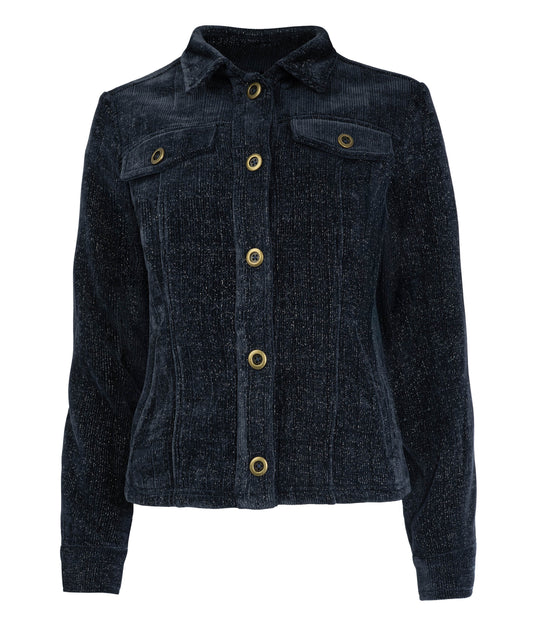 Jasje Galium-W LS-RMJ Chenille Lurex Rib | Baritone Blue