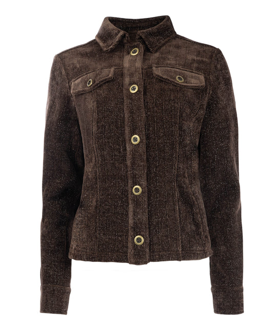 Jack Galium-W LS-RMJ Chenille Lurex Rib | Ganache Brown