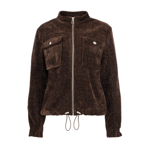 Jasje Ruan-B LS-RMJ Chenille Lurex Rib | Ganache Brown