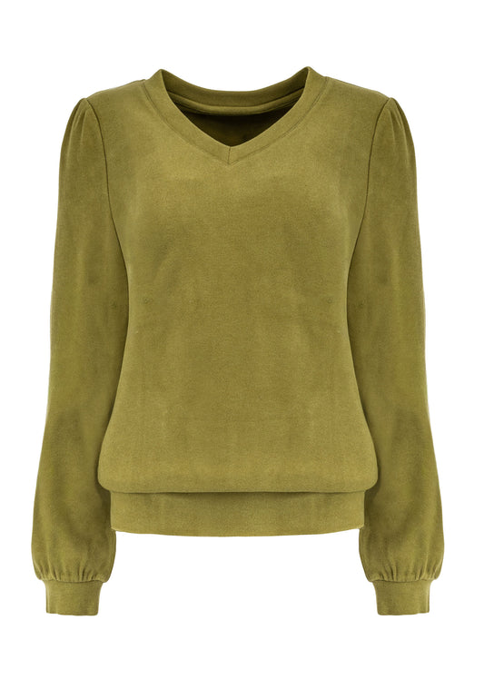 Top Veraya LS-RMJ Soft Stretch Knit | Green Moss