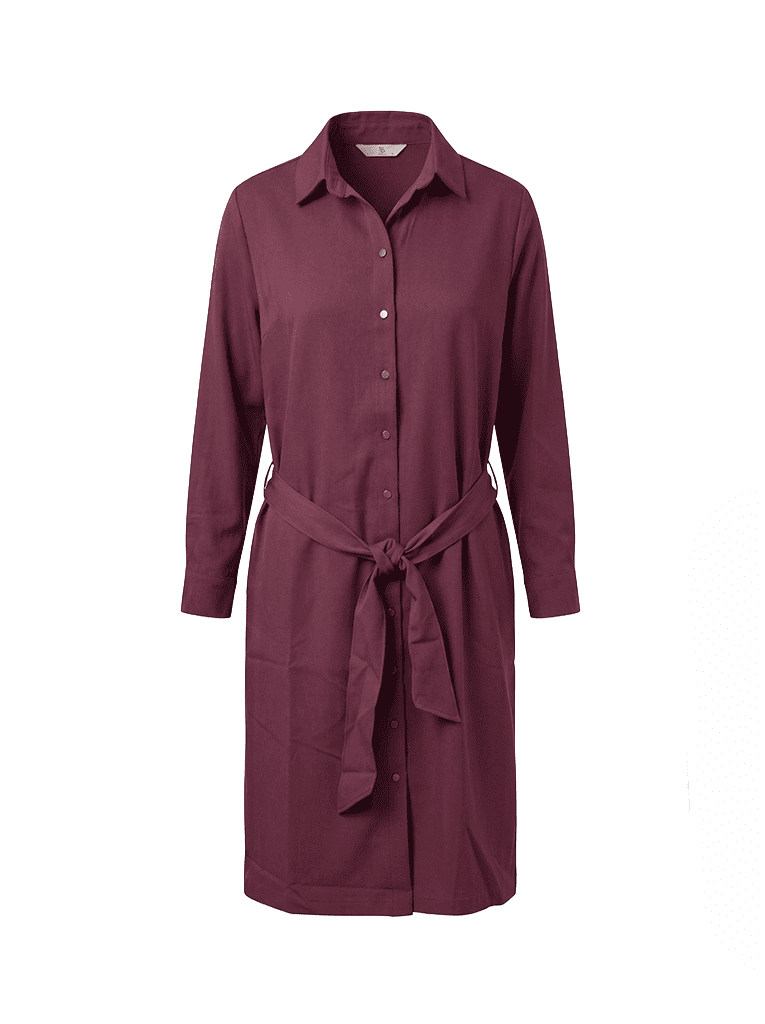 Blousejurk Zia Plain-Pocket LS Woven Stretch Twill | Cabernet Red