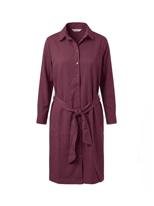 Blousejurk Zia Plain-Pocket LS Woven Stretch Twill | Cabernet Red