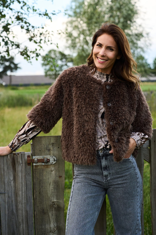 Vest Smock LS-TR-High Cuff Ginger Brown Raw Harmony Tricot | Ginger Brown