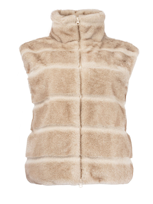 Gilet Moor SL Lines Short-RMJ Shaggy Faux Fur | Buttercream