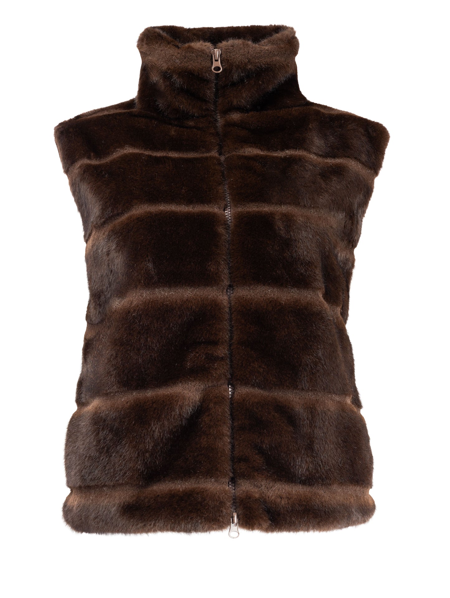 Gilet Moor SL Lines Short-RMJ Shaggy Faux Fur | Ganache Brown