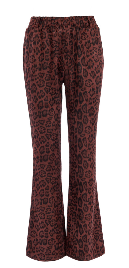 Pantalon Ankie-NS/BL-RMJ Rhubarb Red Leopard Tricot Knit | Rhubarb Red