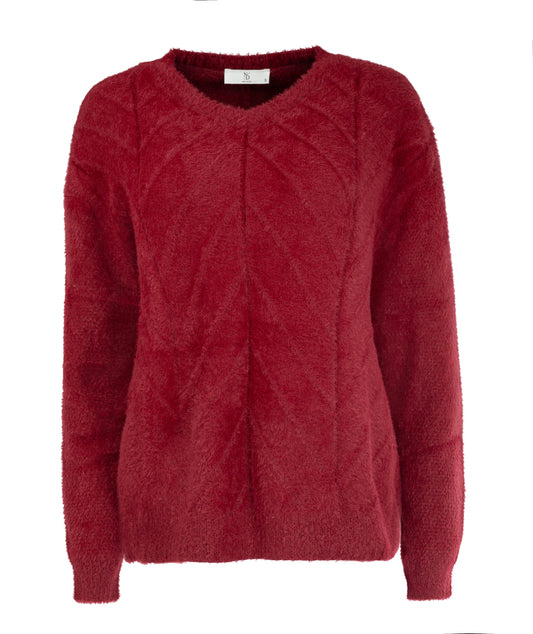Sweater Ontario LS-RMJ Furry Knit | Rhubarb Red