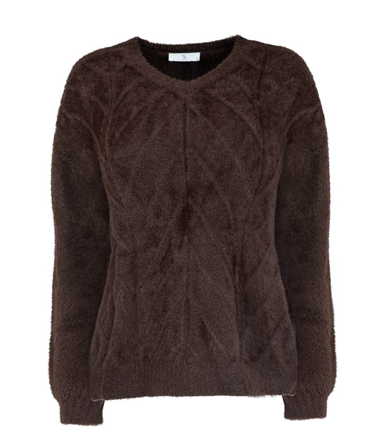 Sweater Ontario LS-RMJ Furry Knit | Ganache Brown
