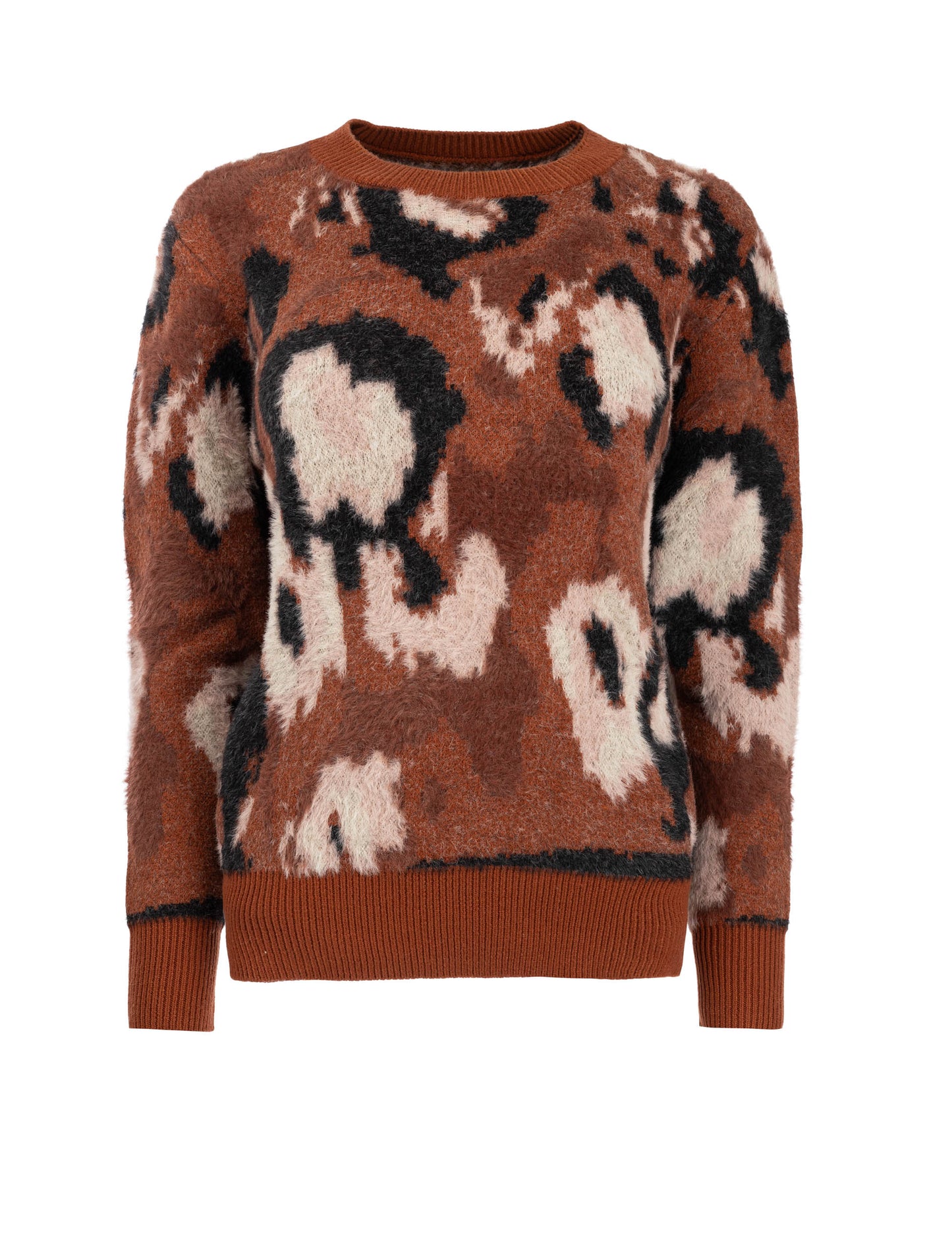 Trui Celistine LS-RMJ Furry Print Knit | Coconut Shell