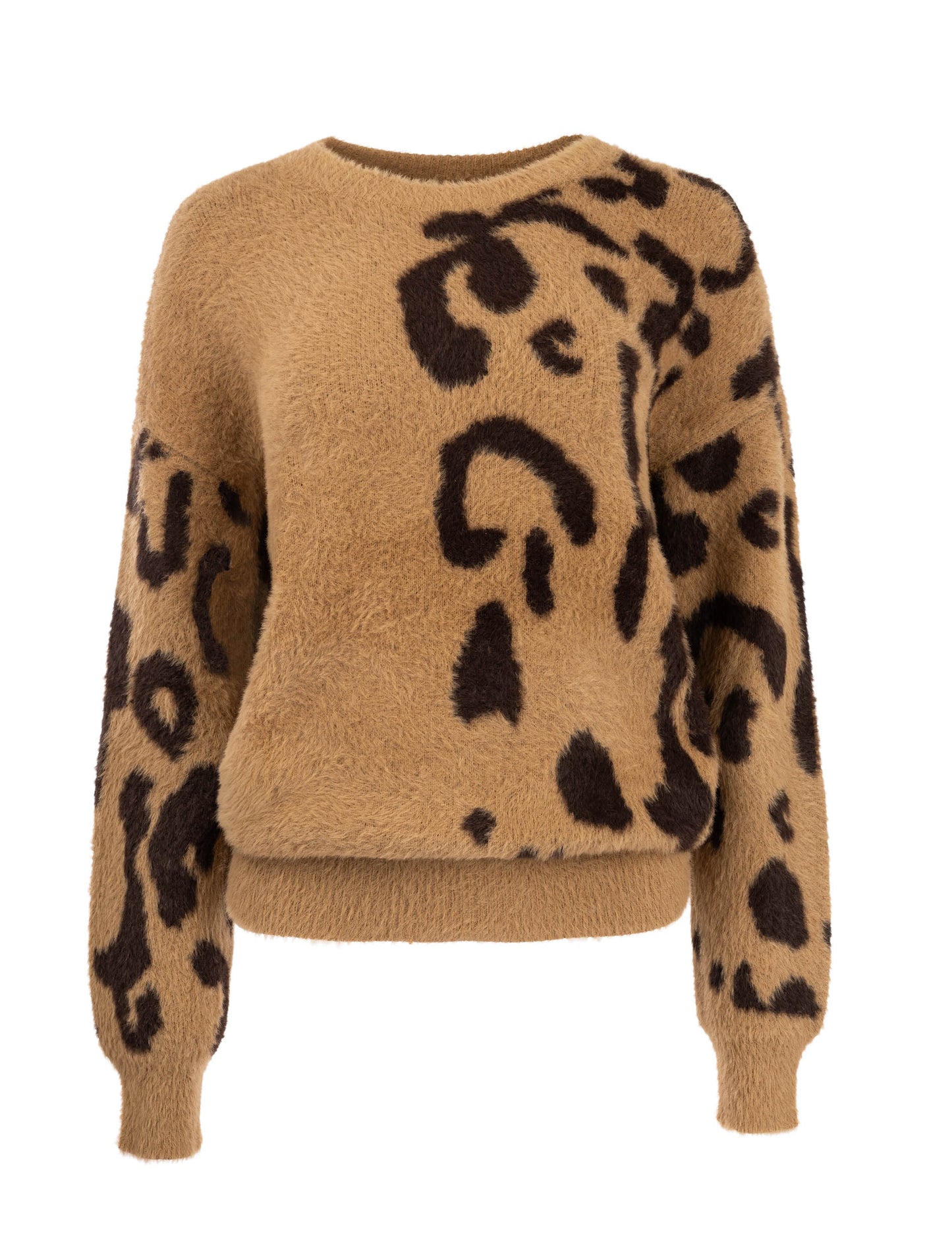 Trui Otila LS-RMJ Furry Print Knit | Tanzine-GanacheBrown