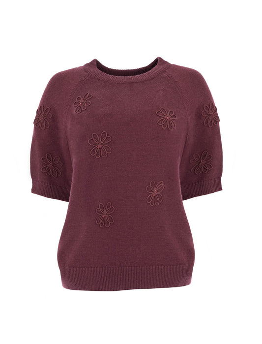 Trui Main 1/2 SS-RMB Design Brei | Grape Wine