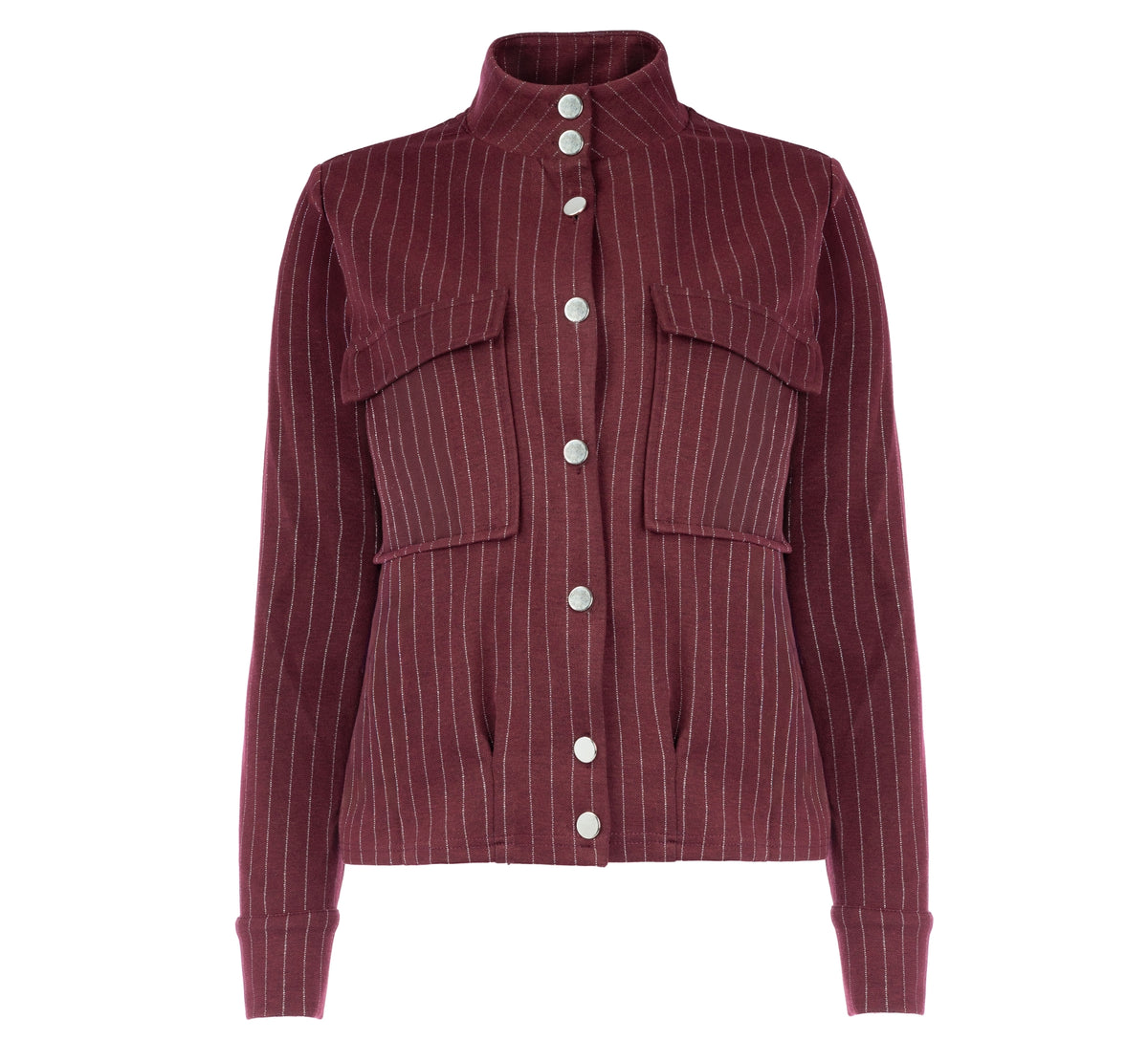 Jasje Gray Pinstripe Lurex | Cabernet Red
