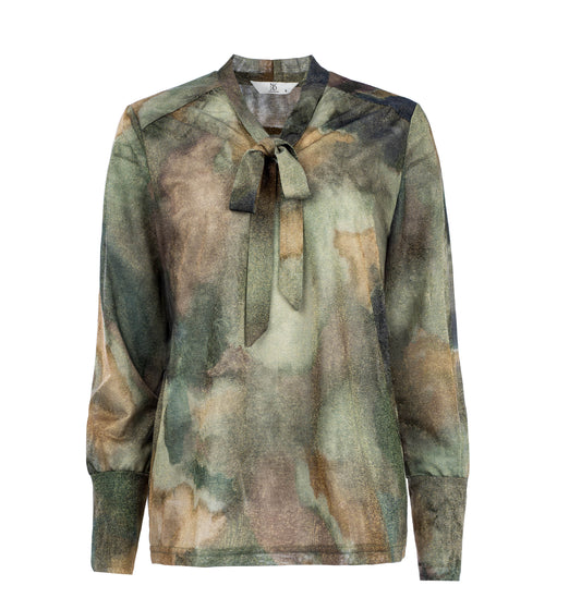 Claire LS Aqua Grey Urban Watercolor Lurex Tricot | Aqua Grey