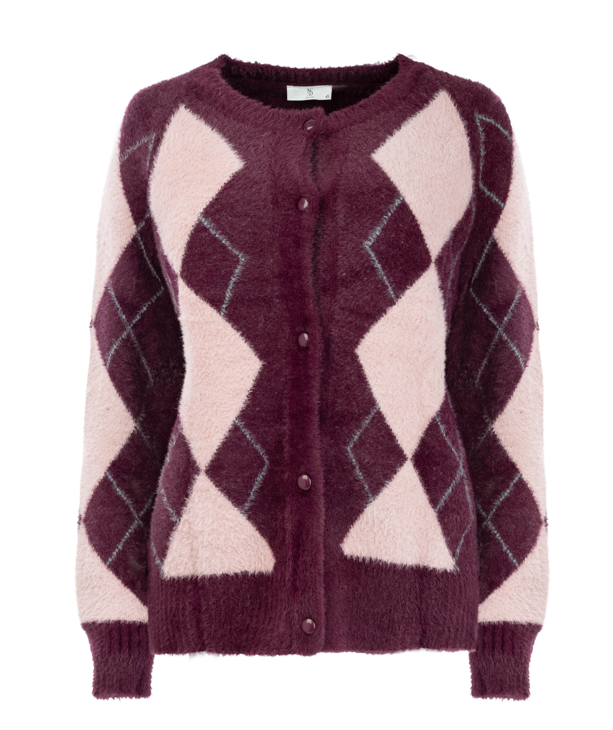 Vest Wendela LS-RMJ Furry Print Knit | GrapeWine-Blch.Mauve