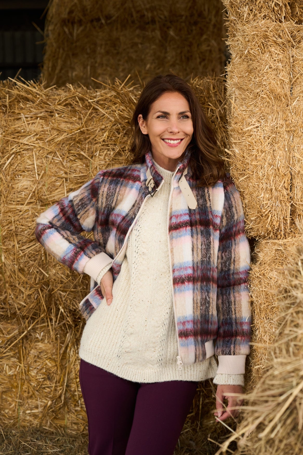 Trui Kajsa LS-RMJ Cable Sequin Knit | Buttercream