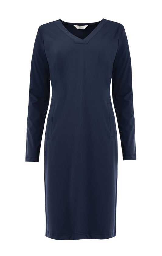 Jurk Simo LS Plain Brushed Traveler | Dark Navy