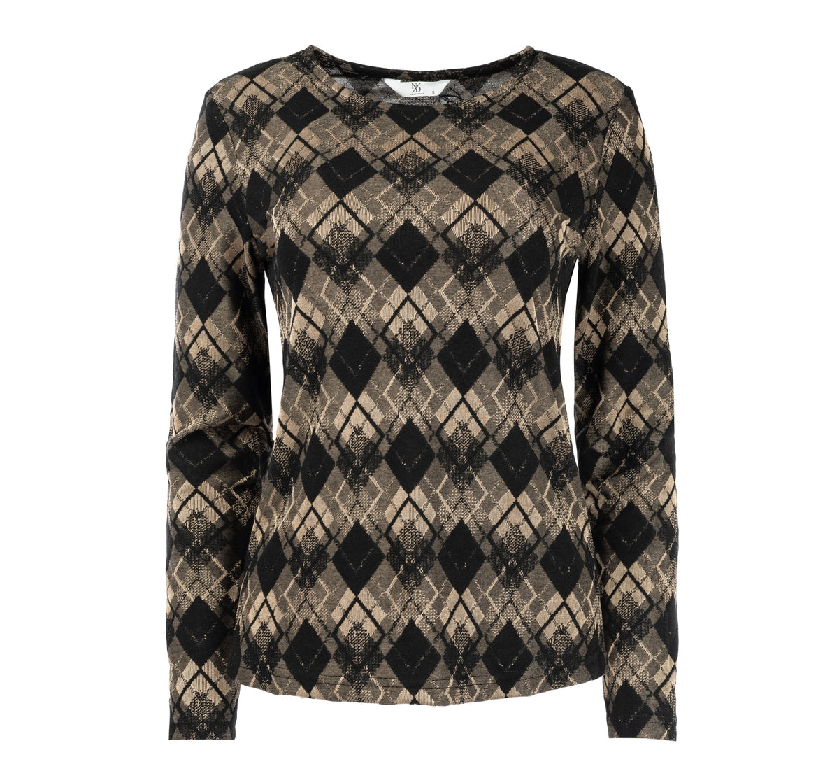 Top Valencian LS Tanzine Textured Check Knit | Tanzine