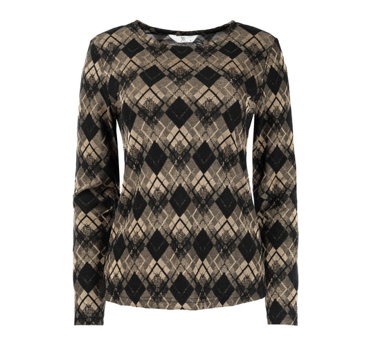 Top Valencian LS Tanzine Textured Check Knit | Tanzine