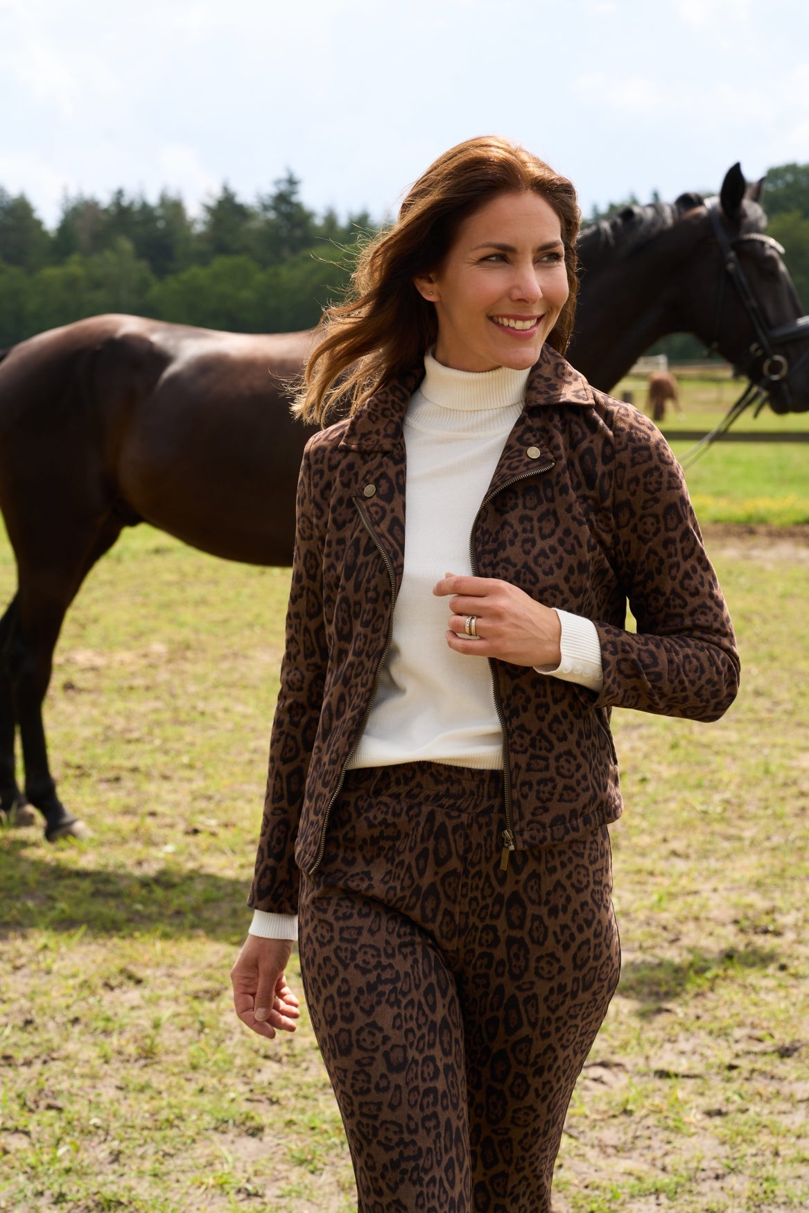 Pantalon Ankie-NS/BL-RMJ Downtown Brown Leopard Tricot Knit | Downtown Brown