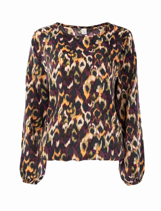 Top Delina LS Bordeaux Camouflage Woven | Bordeaux
