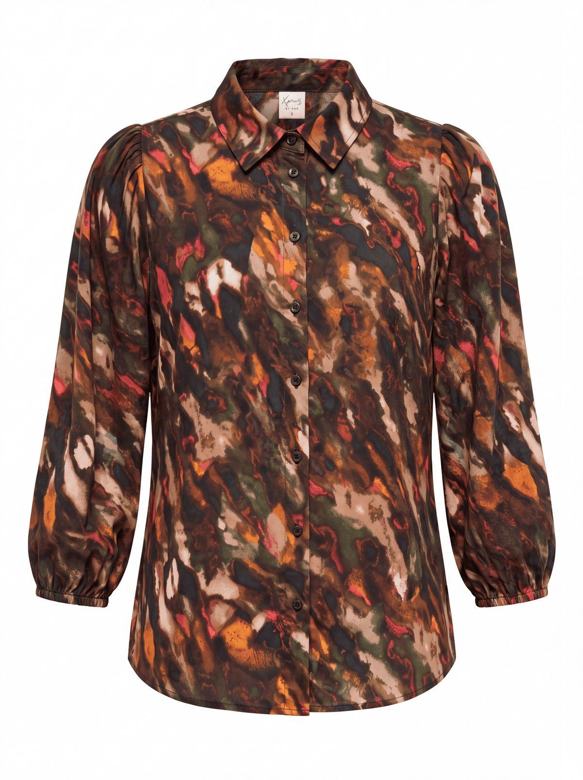 Blouse Mayliera LS Bordeaux Abstract Stains Woven | Bordeaux