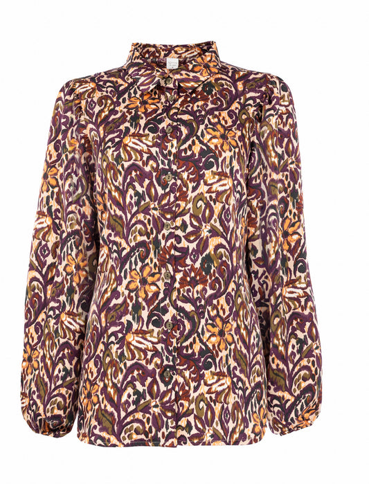 Blouse Mayliera LS Bordeaux Paisley Woven | Bordeaux