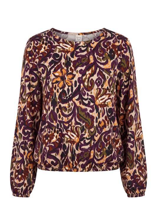 Top Delina LS Bordeaux Paisley Woven | Bordeaux