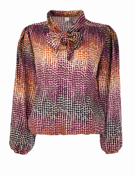 Top Merina LS Aubergine Multi Dots Woven | Aubergine