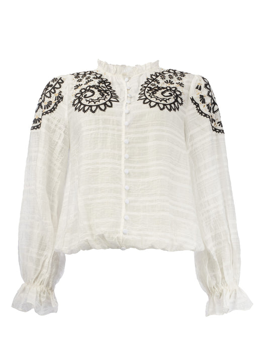 Maria Lyocel Embroidery | Off White