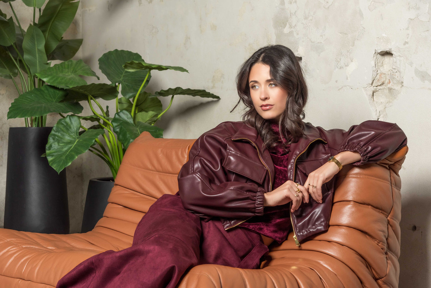 Sanna PU Stretch | Bordeaux